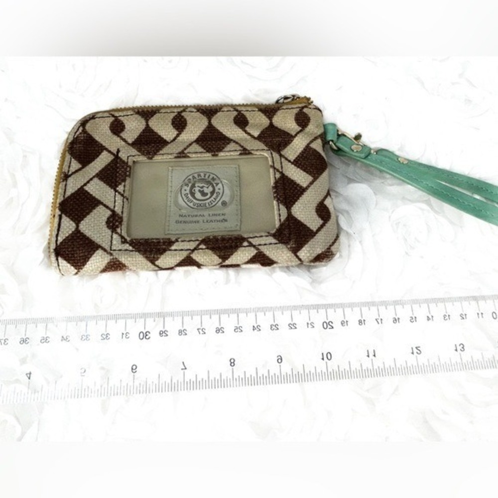 Spartina 449 Wallet Zip‎ Around Wristlet Leather & Linen